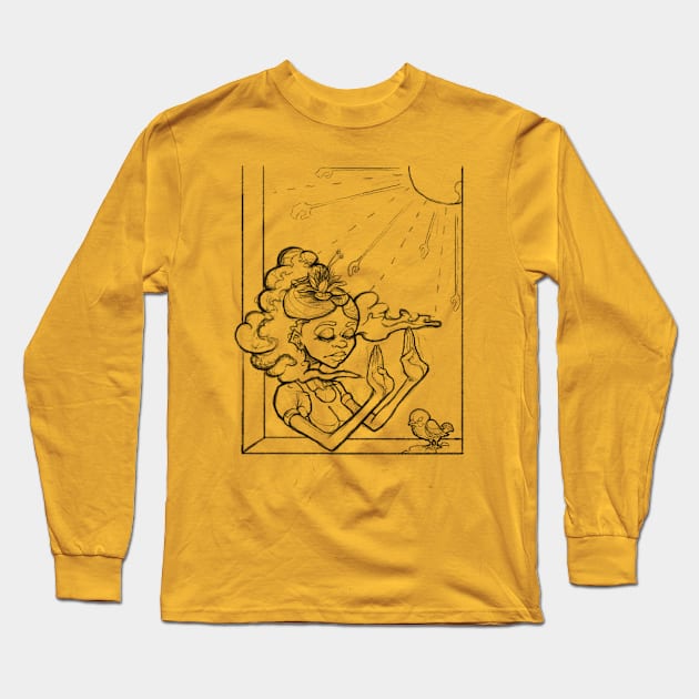 Head in the Clouds (Dark Lineart) Long Sleeve T-Shirt by Keith Williams